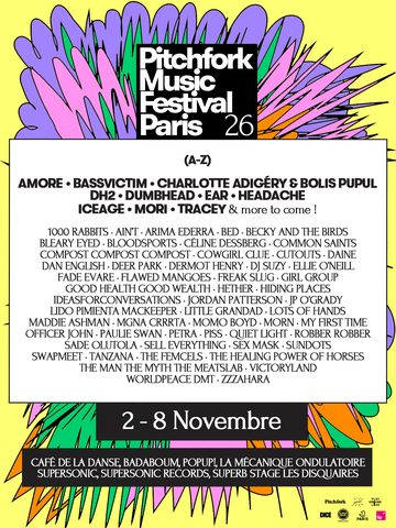 Pitchfork Music Festival Paris 2026 lineup poster